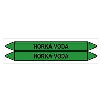 Značení potrubí, horká voda,2 ks, 450 × 52 mm